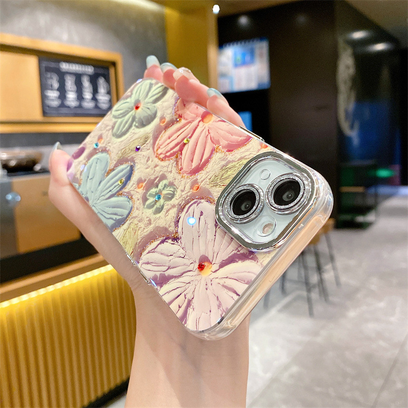 100g Weight iPhone Applicable Brands Phone Cases Classification PC Material Flower Pattern Vintage Style Style PC Flower Vintage Style Phone Cases Phone Accessories 2