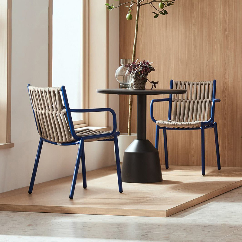 Outdoor Table and Chair Rattan Chair Three-Piece Set Courtyard Garden Terrace Outdoor Hotel Restaurant Bar Cafe High-End Nordic