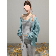 韩系慵懒风套装女纯色外套吊带2025超火穿搭一整套新款垂感休闲裤