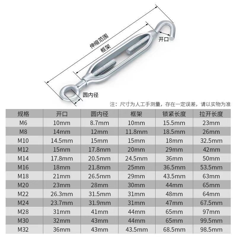 供应花篮花兰螺栓开体花篮钢丝绳拉紧器重型开体钩圈镀锌紧线器|undefined