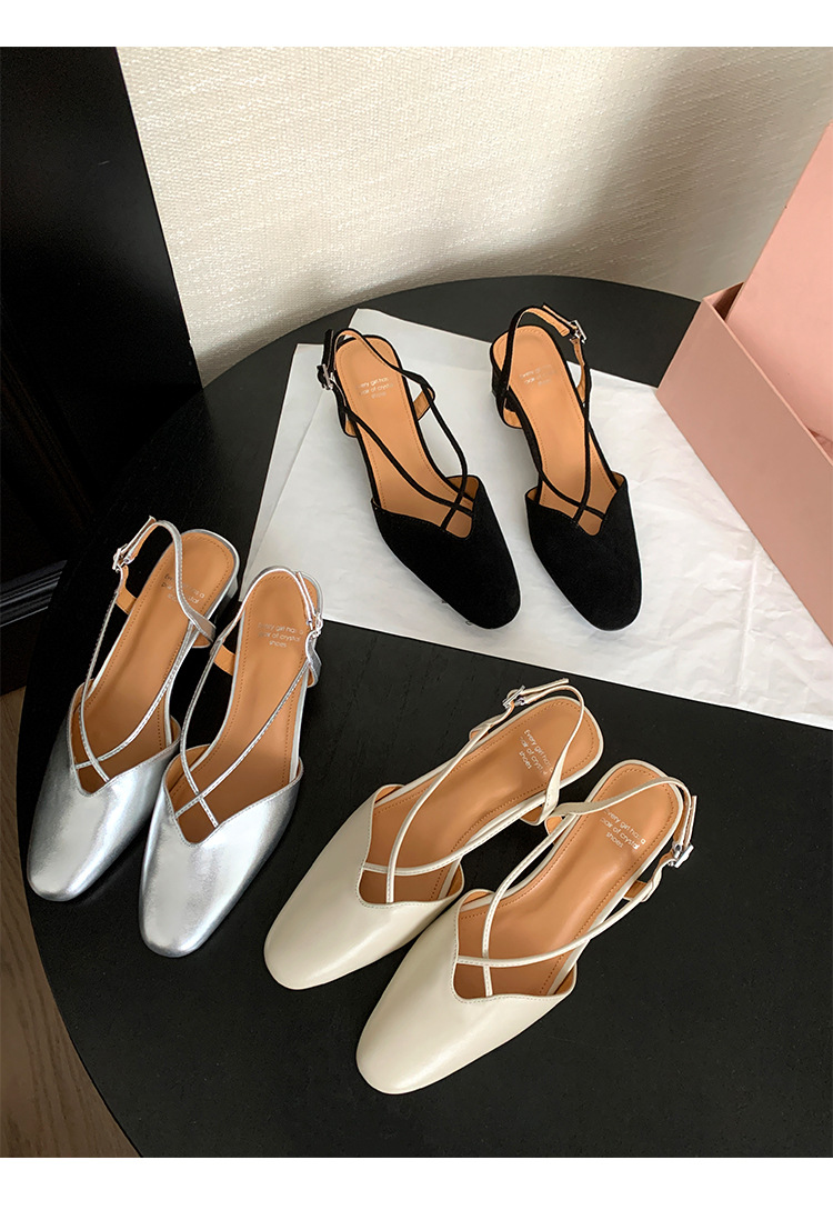 Sandal nữ quai ngang mũi trùm gót vuông 5 cm phong cách Hàn Quốc — đen chi tiết 37