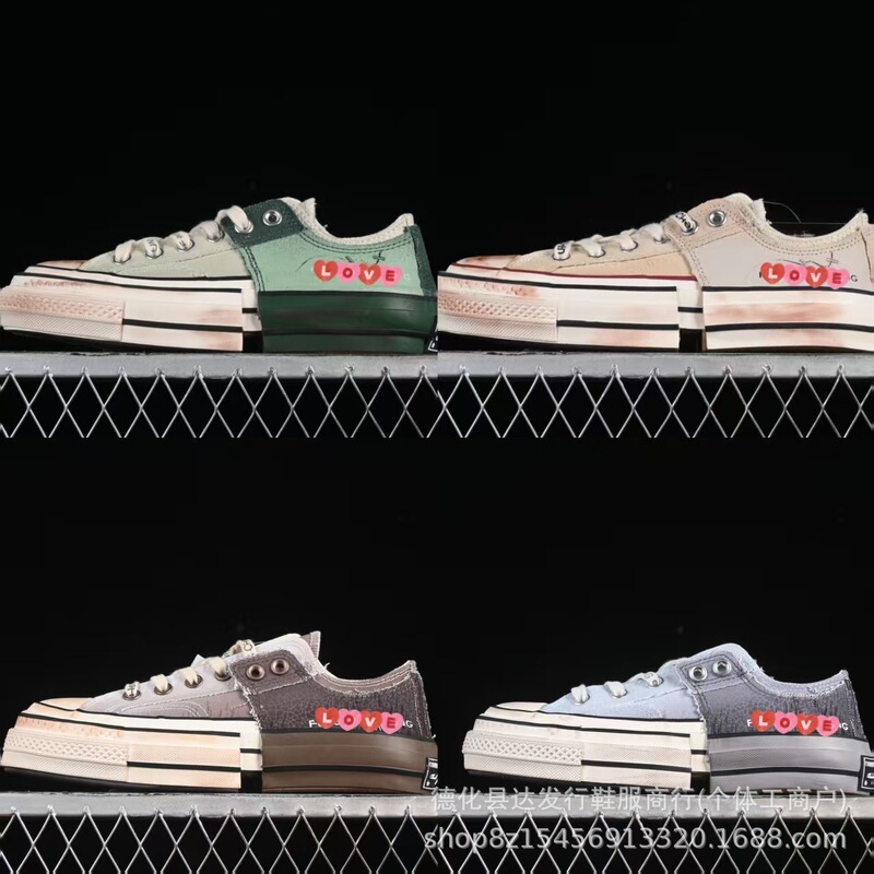 25 Putian Shoes Chuck 70 Low Joint Low-Top Canvas Shoes Gradient Old Thick Sole Heightening Shoes for Men and Women