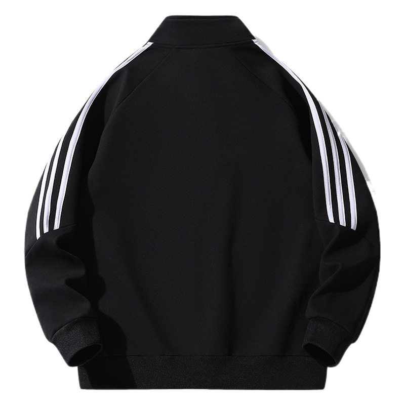 Classic men's and women's three-bar casual sports stand collar sweater cardigan jacket top group wear