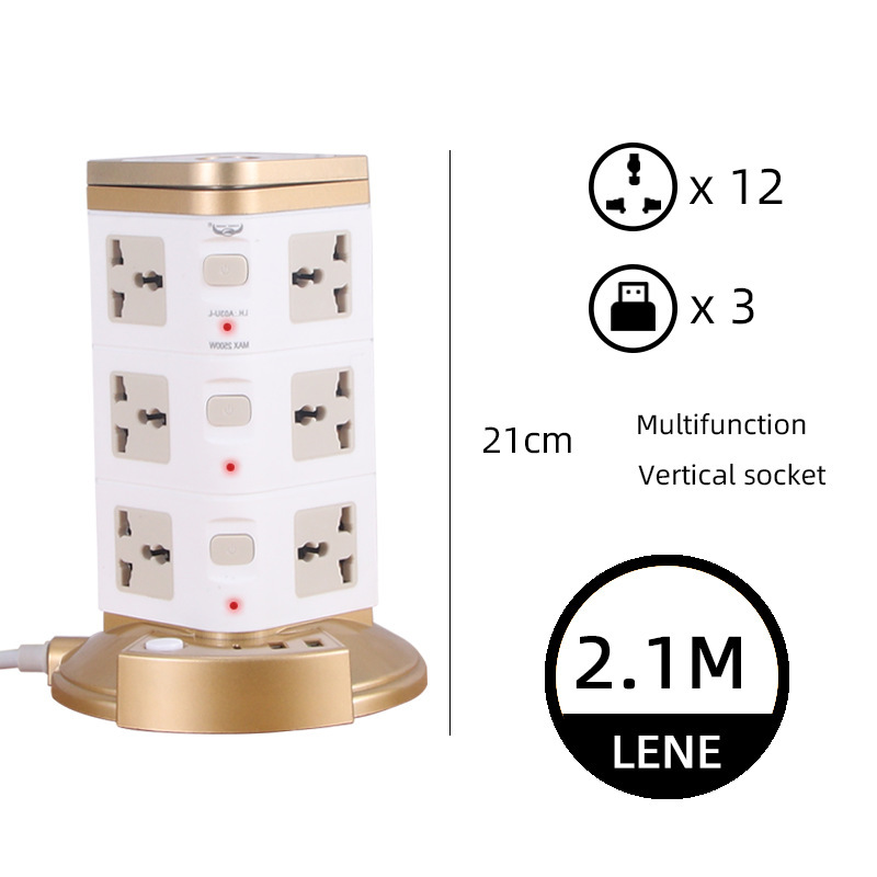 Tuhao oro de oficina portátil vertical 3 USB PD dos capas tres capas cuatro capas enchufe de torre