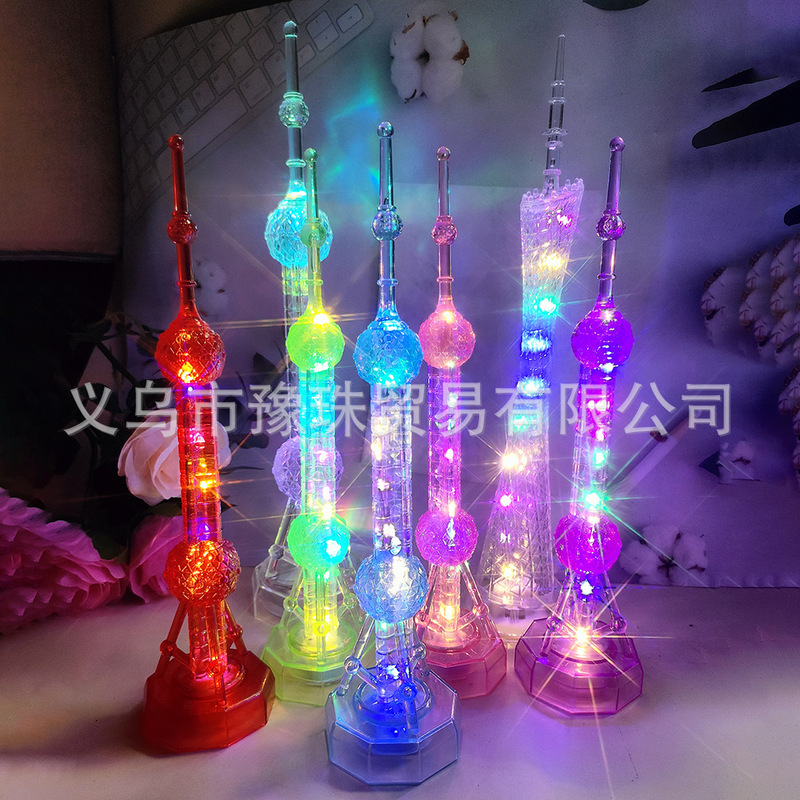 Landmark building Oriental Pearl Tower luminous creative gift Guangzhou Tower small waist flashing light luminous decoration Commemorative