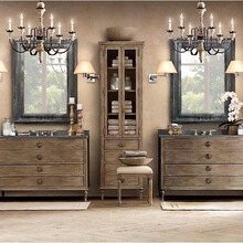 美国RH原单法式乡村复古实木卫浴柜北欧现代简约浴室柜新古典橱柜