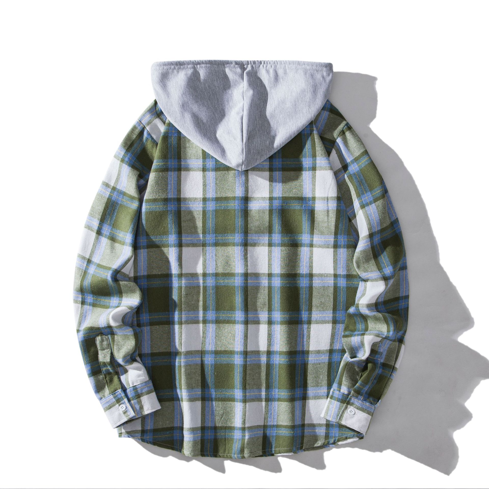 Herren Flanellhemd Mit Kapuze Kariertes Oversized Freizeithemd_voghion.com