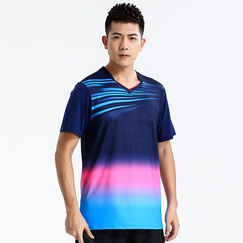 Seco rápido transpirable poliamonio bádminton set hombre y mujer V-cuello chaqueta deportiva para niños logotipo de impresión de adultos
