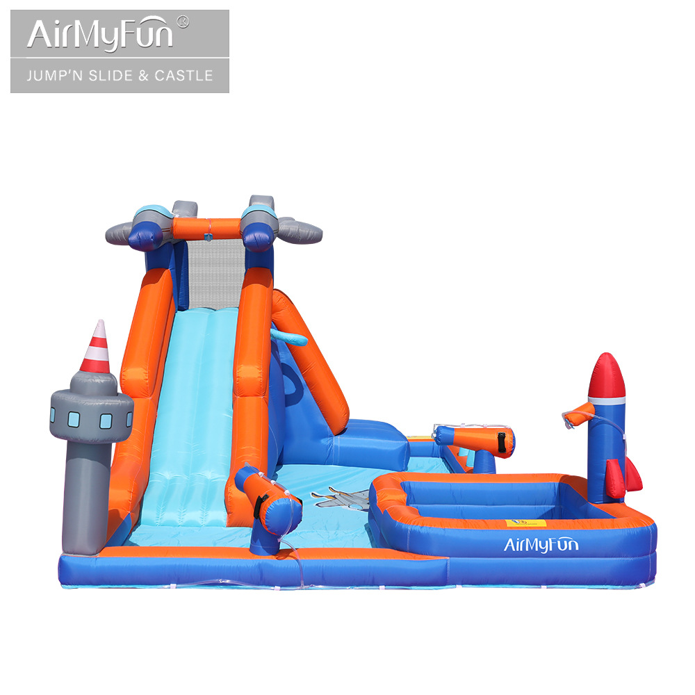 AMF | Castillo de chorro de agua para niños cama de salto inflable al aire libre pequeño parque de chorro de agua para el hogar para niños castillo inflable antideslizante