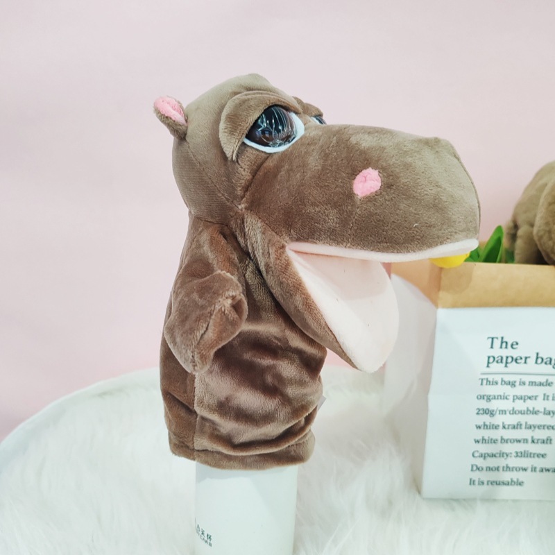 Marioneta de mano con boca móvil, muñeco de peluche para niños, guante de animal de peluche, muñeco de educación temprana para jardín de infantes