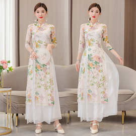 9624新款古典旗袍舞蹈服纱衣身韵服中国舞形体练功服演出服三件套