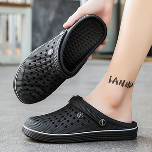 Hole Shoes Men's Summer Outer Wear Casual Dung-feeling Baotou Slippers Men's Driving Sports Soft Sole Beach Sandals