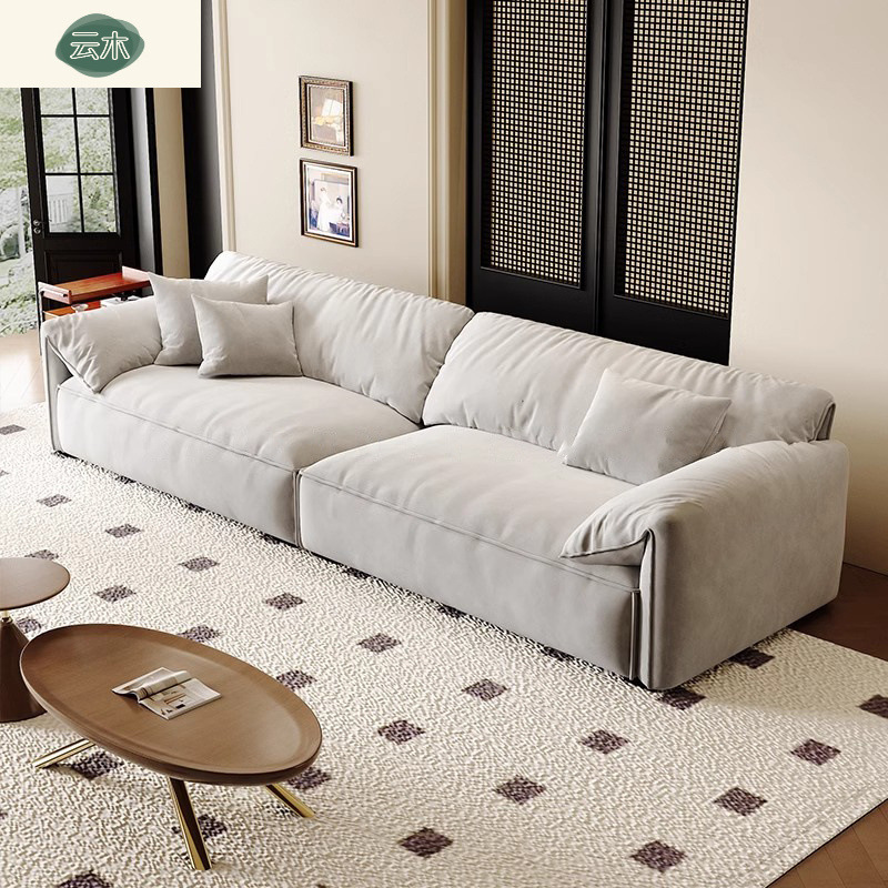 Frosted Fabric Sofa for Large and Small Sizes, Modern Simple Elephant Ear down Sofa, Italian Minimalist Living Room Sofa