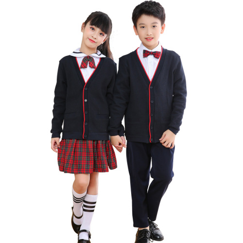 Shenzhen primary school boys' suit autumn wear vest school uniform sweater coat winter wear long pants skirt long-sleeved shirt