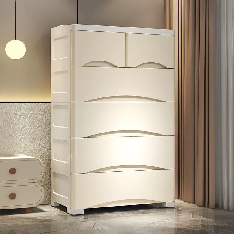 Thickened Drawer Storage Cabinet, Multi-Width Plastic Wardrobe, 3–7 Layers, Pastel & White Options