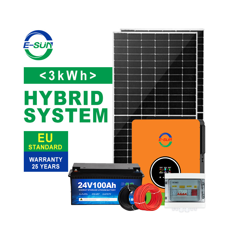 Sistema de almacenamiento de energía solar fotovoltaica de 3.6KW 220V estándar europeo número de paneles solares fuera de la red paquete de baterías opcional