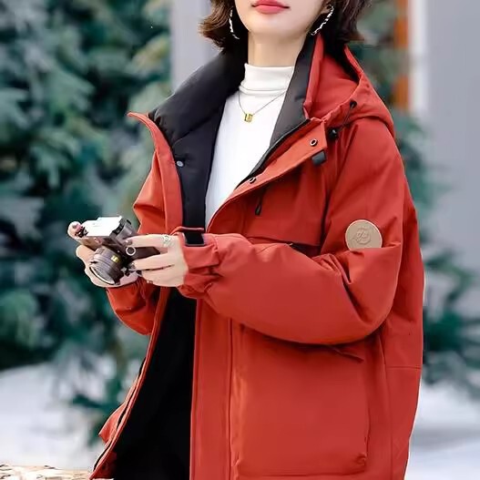 Brand Fashion Short down Jacket for Women, Stylish Casual Hooded Warm Lightweight Parka Workwear Jacket