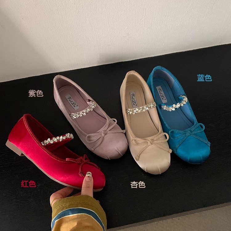 Zapatos de brisa tardía de diamante francés con una sola línea de zapatos de ballet plana de primavera nuevos zapatos de mujer suaves