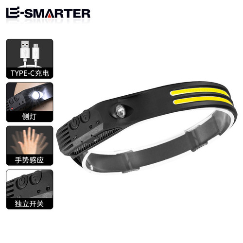 Cross-border new LED mini multi-function wave sensor headlamp COB outdoor adventure fishing strong light flashlight