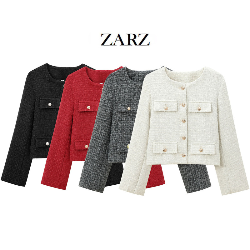 Zarz Homemade European and American Style New Women's Clothing Western Style Round Neck Long-Sleeved Daughter's Small Fragrance Jacket 1231352 Zarz Homemade European and American Style New Women's Clothing Western Style Round Neck Long-Sleeved Daughter's Small Fragrance Jacket 1231352