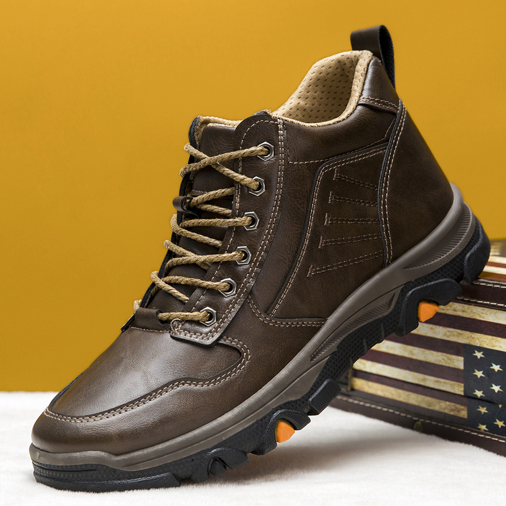 Men Boots Leather Casual Heel Pointed Toe Round Toe Buckle Zipper Travel Formal Events Footwear_voghion.com