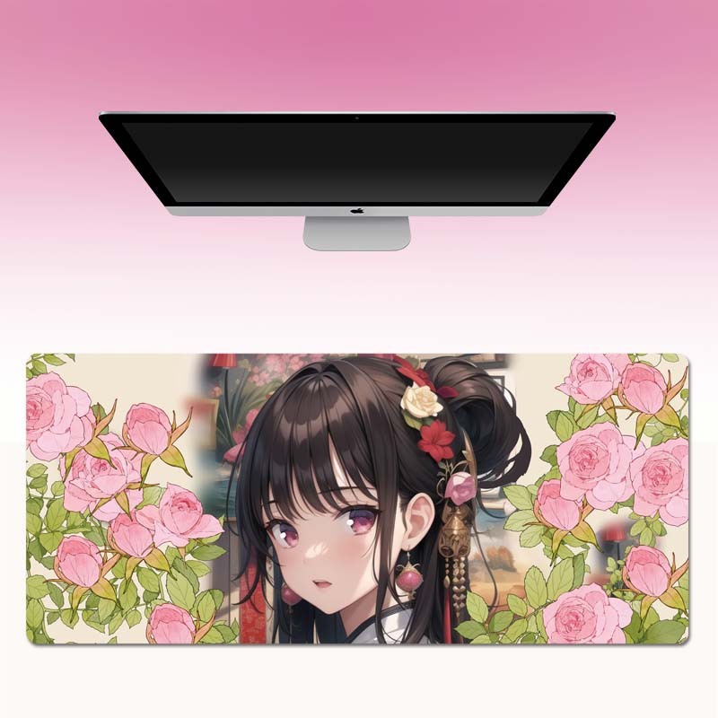 マウスパッドの1つの代理の超巨大なかわいいアニメの女子学生のキーボードのパッドは大きくて厚いロックの辺の卸売りの大きいサイズの事務室を増加します。|undefined