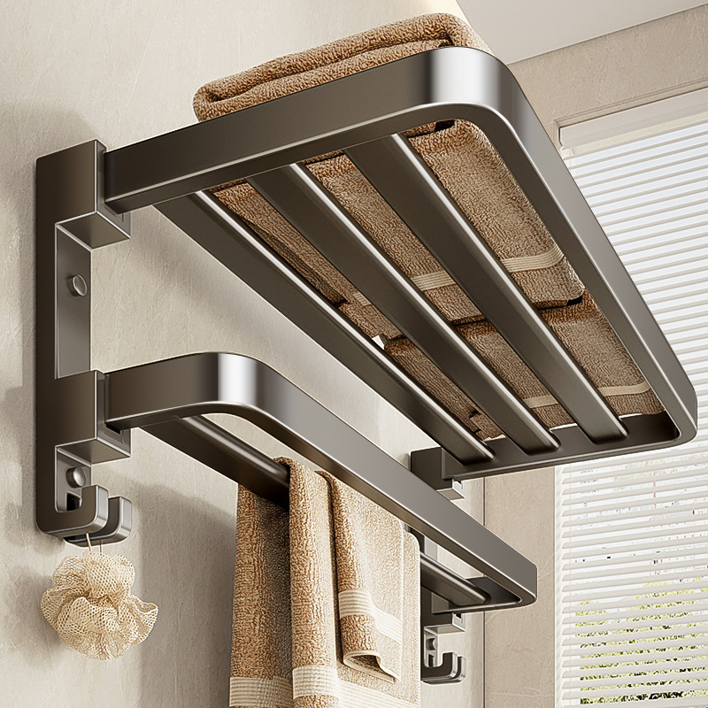 Towel Rack Gun Grey Towel Rack Folding Bathroom Rack Towel Bar Bathroom Bathroom Hardware Pendant suit