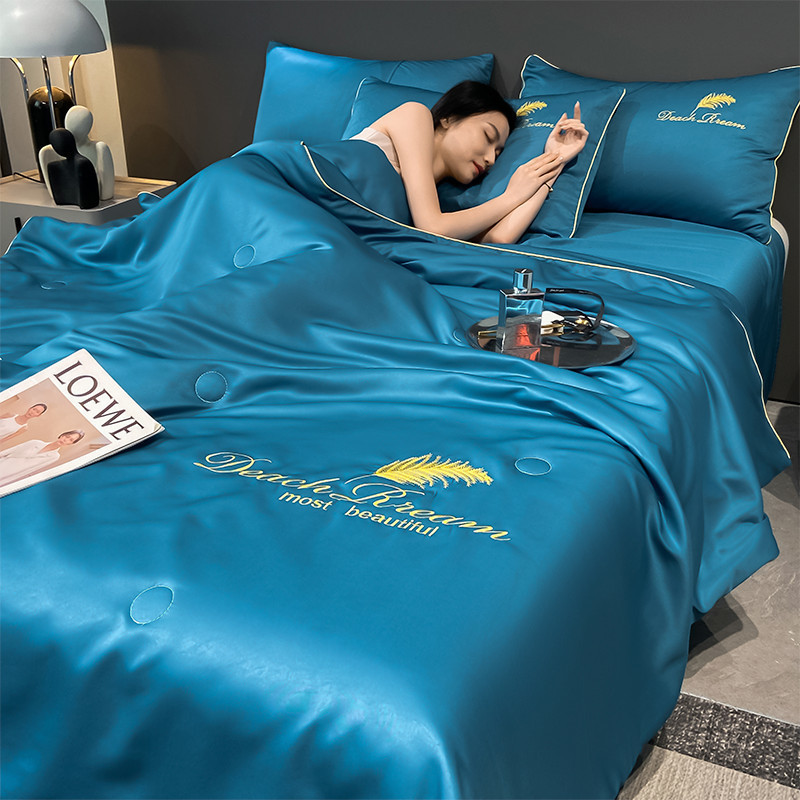 アイスシルクサマーキルト、夏用エアコンキルト、学生寮用4点セット、夏用クールキルト、家庭用夏用冷却シルクキルト|undefined