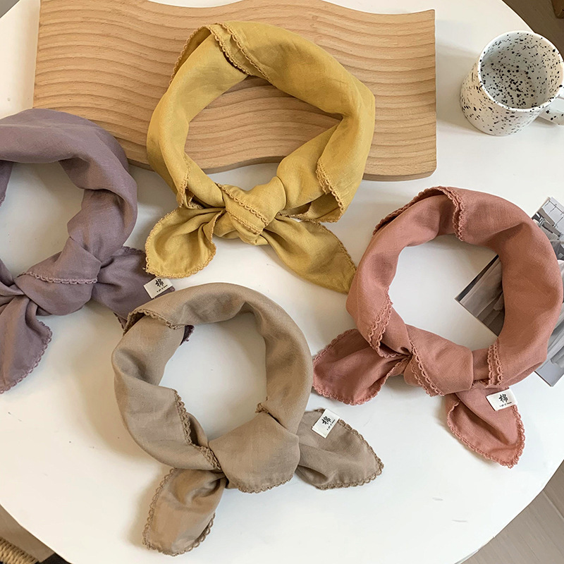 Toallas cuadradas coreanas de color sólido de doble capa de algodón exterior con un chal de moda pequeña bufandas de cuello bufandas de cuello