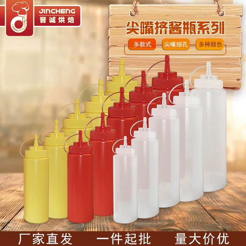 Пластиковые Сожмите Бутылку Джем Салат Бутылка Крем Бутылка Кетчуп Остроконечная Бутылка Специй