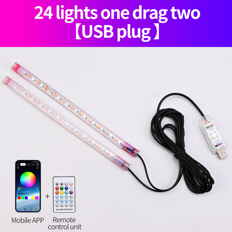 Coche USB Symphony luz ambiental para pies tira de luz decorativa LED de coche luz de ritmo de música de control remoto