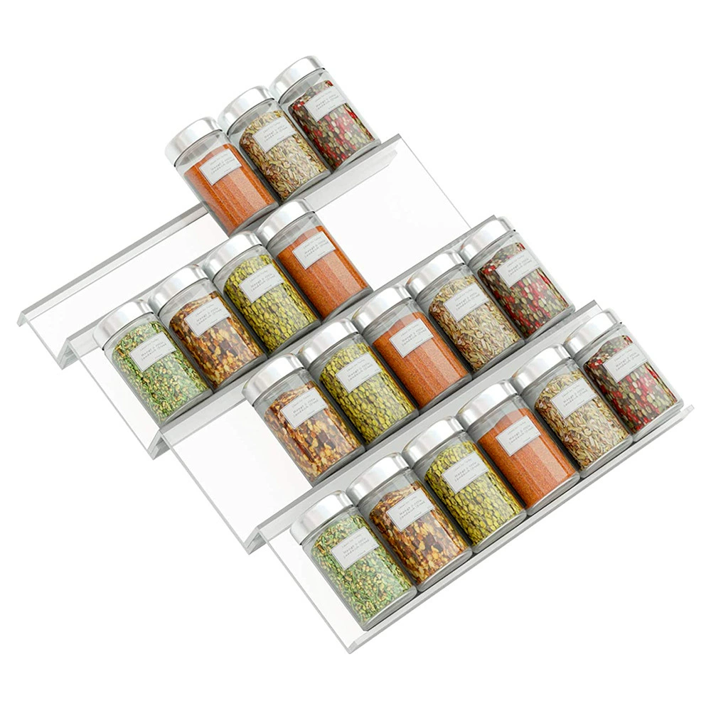 Acrylic Drawer Spice Rack Organizer - Clear or Black, 3-8 Piece Stackable Kitchen Spice Storage