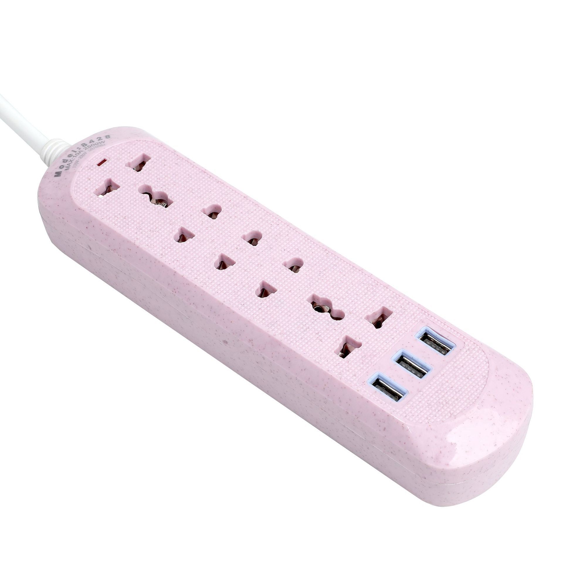 8428 # USB sin interruptor de 2 metros de Oriente Medio multicolor mezclado 12 agujeros enchufe 10A 2500W image 5