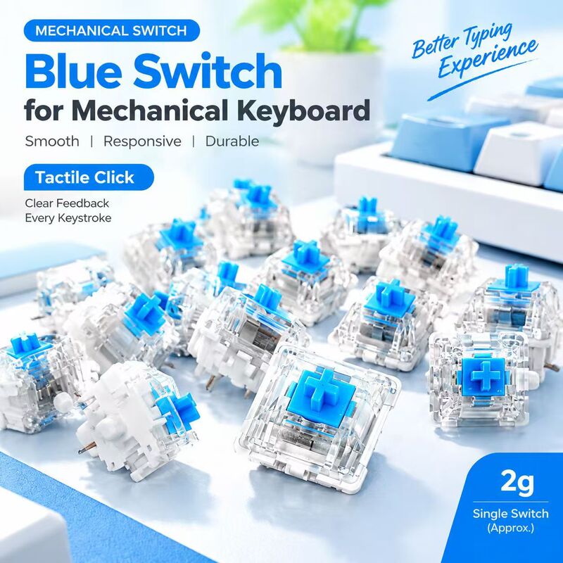 Blue switch mechanical keyboard switch 3-pin blue switch keyboard switch white base blue switch Blue switch mechanical keyboard switch 3-pin blue switch keyboard switch white base blue switch