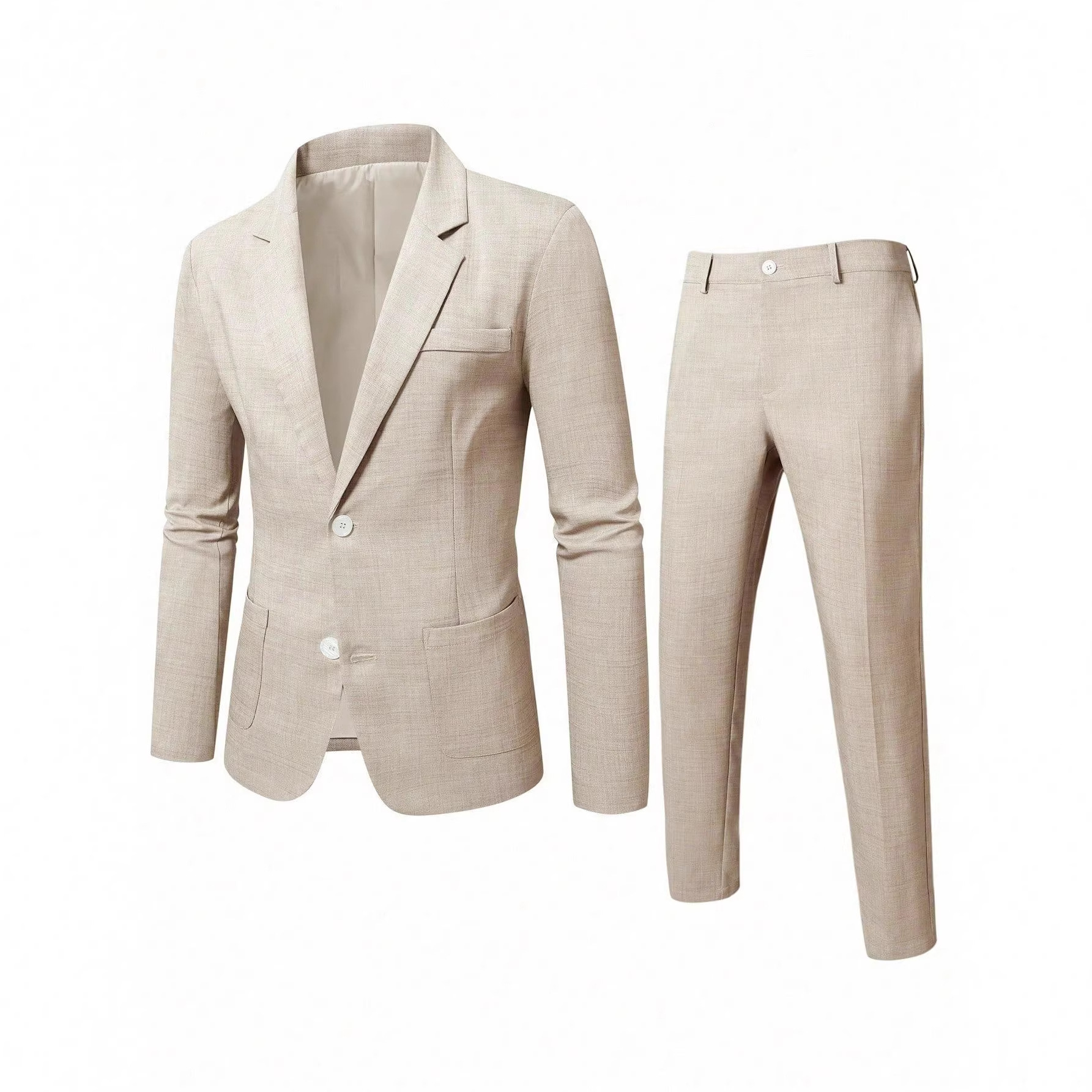 2026 Spring/Summer Cross-Border European And American Men's Set, Solid Color Elegant Banquet Dress, Light Business Suit_voghion.com