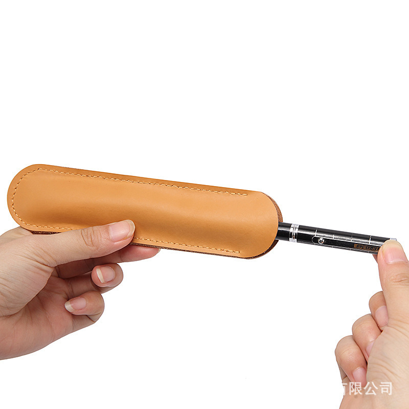Caja de lápiz de cuero de estilo coreano vintage Gong de cobre caja de pluma ardiente pluma de almacenamiento cubierta protectora caja de papelería de estudiante de cuero al por mayor