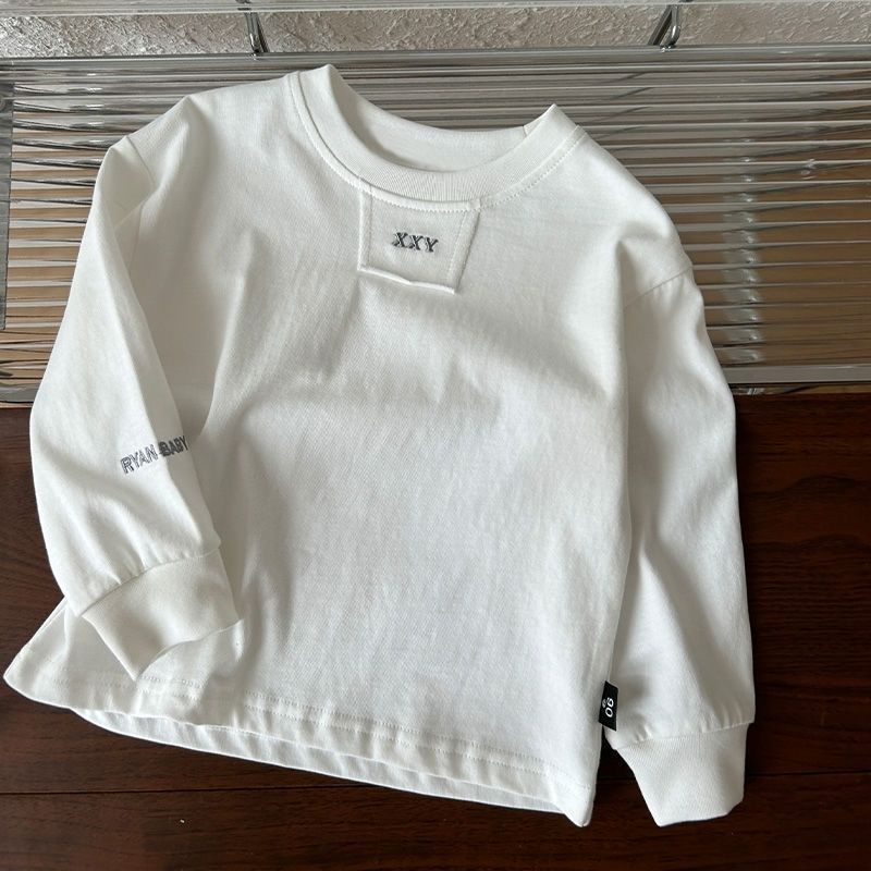 Spring hoodie, children's T-shirt, loose Western style long sleeved shirt with white letters as the base, baby boys' and_voghion.com