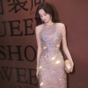 Hanging Neck Celebrity Design Feeling Fishtail Sequin Dress