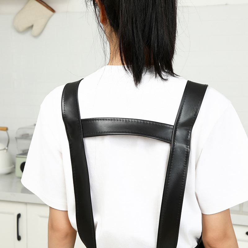 Delantal de doble hombro de cuero, bolsillo doble personalizado, ropa de trabajo gruesa, impermeable y a prueba de aceite, delantal de cuero resistente al desgaste y a la suciedad para hombres y mujeres