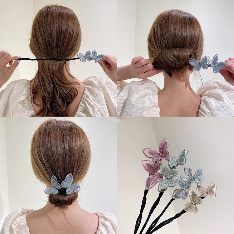 2025 新しい夏のヘアアーティファクトボールヘッドヘッドウェア怠惰なリボン編組ヘアスタイラーヘアアクセサリー卸売|undefined