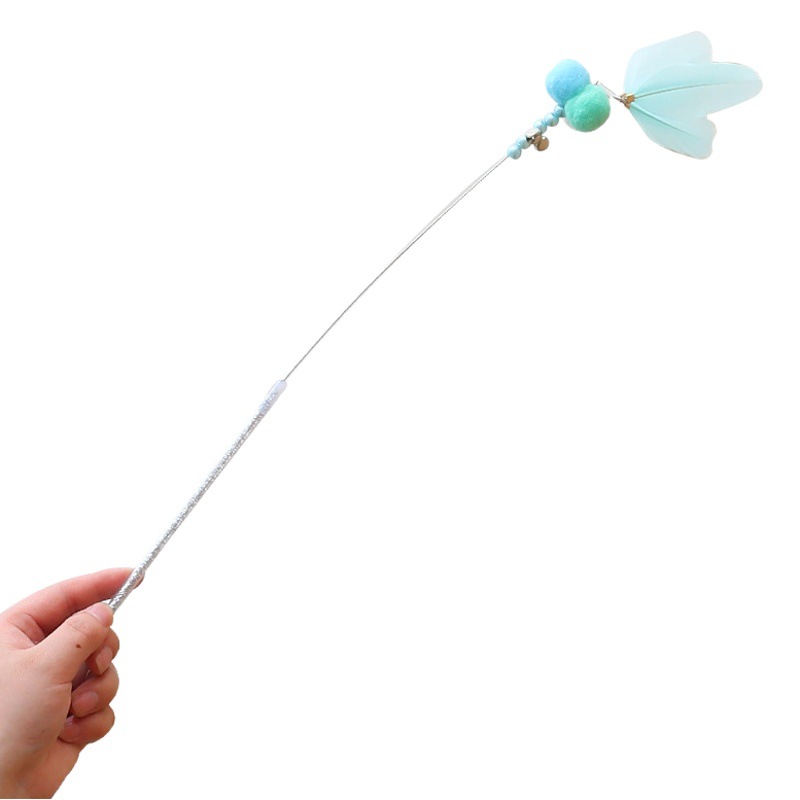 En stock nuevo tres-Bola de Tres Plumas corto divertido gato palo gato auto-Hi suministros de juguete para mascotas al por mayor casa de crianza de mascotas