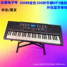 跨境中文/英文永美828液晶显示电子琴61键成人初学教学儿童入门