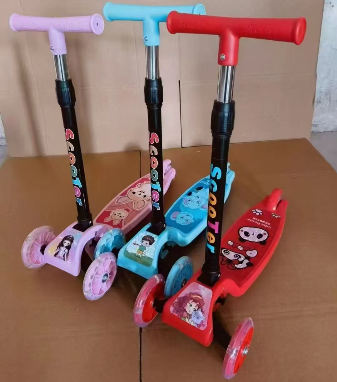 Scooter para niños 3 - 9 años de edad, patinaje barato para niños, ruedas luminosas, patinaje portátil para niños