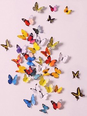 K9HX批發假蝴蝶裝飾牆貼紙仿真立體花朵牆面道具改造用品塑料牆壁