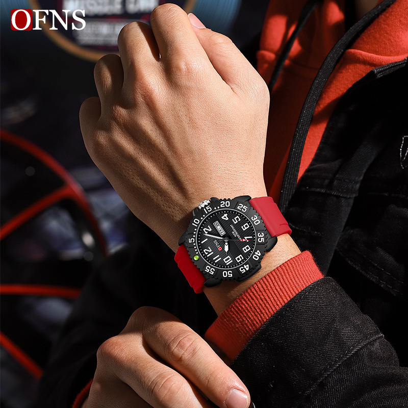 Ofns Brand Cross-Border Hot-Selling Watch Men's High-End Waterproof Quartz Watch Simple Dual Calendar Luminous Waterproof Watch