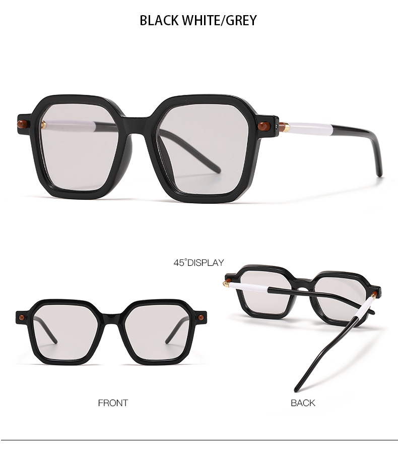 80g Weight Full Frame Glasses Structure Sunglasses Classification Ac Lens Material Square Glasses Style Daily Occasion Color Block Pattern Women'S Gender Patchwork Design Fashion Style Black Color Fashion Color Block Ac Square Patchwork Full Frame Optical Glasses 10