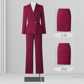职业西装套装女秋冬季高级感艺考播音主持人正装美容院前台工作