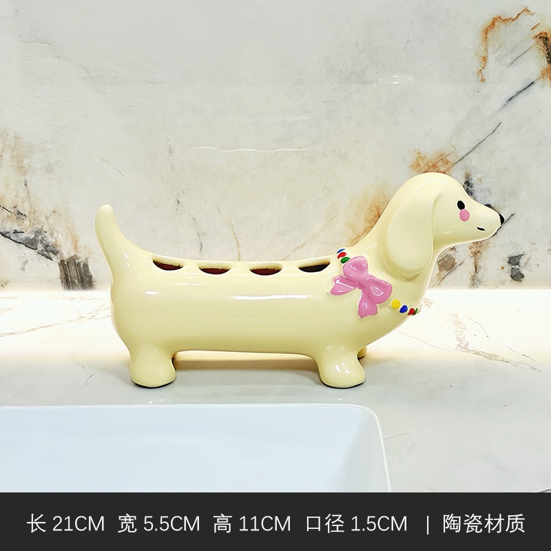 Caricatura salchicha perro cepillo de dientes estante de cepillo de dientes de baño práctico base de cepillo de dientes almacén de cepillo de dientes manual
