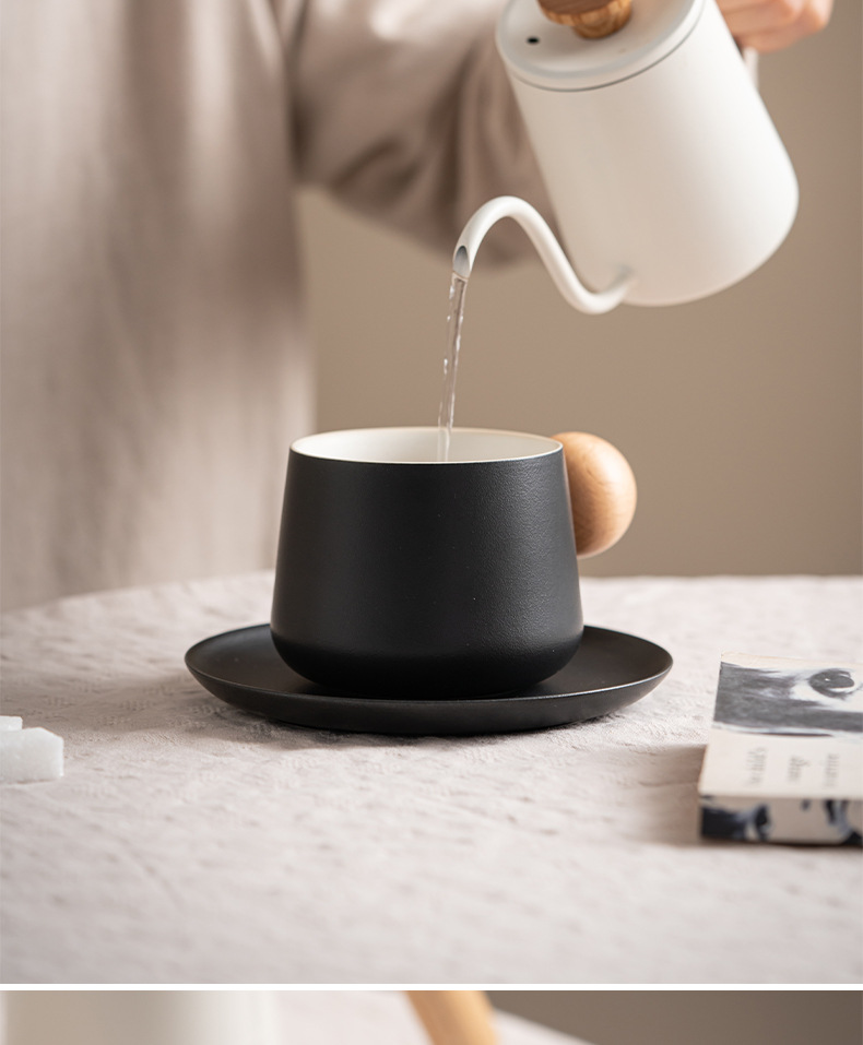 Kaffemuggset i japansk stil keramikmugg med fat för hemmet_voghion.com