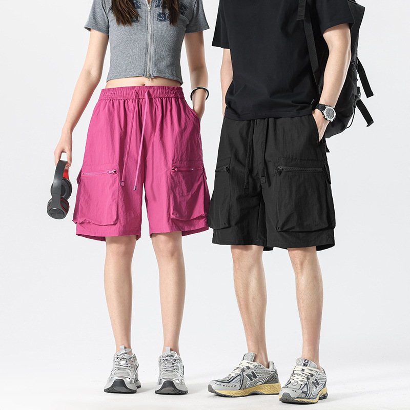 Factory Direct Sales G55-New Summer Workwear Ice Silk Shorts Men's Loose Multi-Pocket Casual Quick-Drying Breathable Light Five